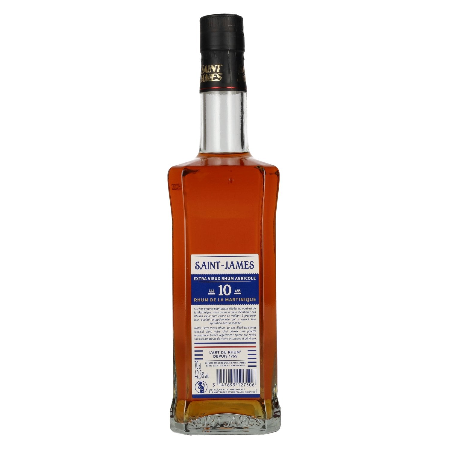 Saint James 10 Years Old Extra Vieux Agricole Rhum from Martinique, Vintage AOC 2015, 42.5% ABV, 0.7l