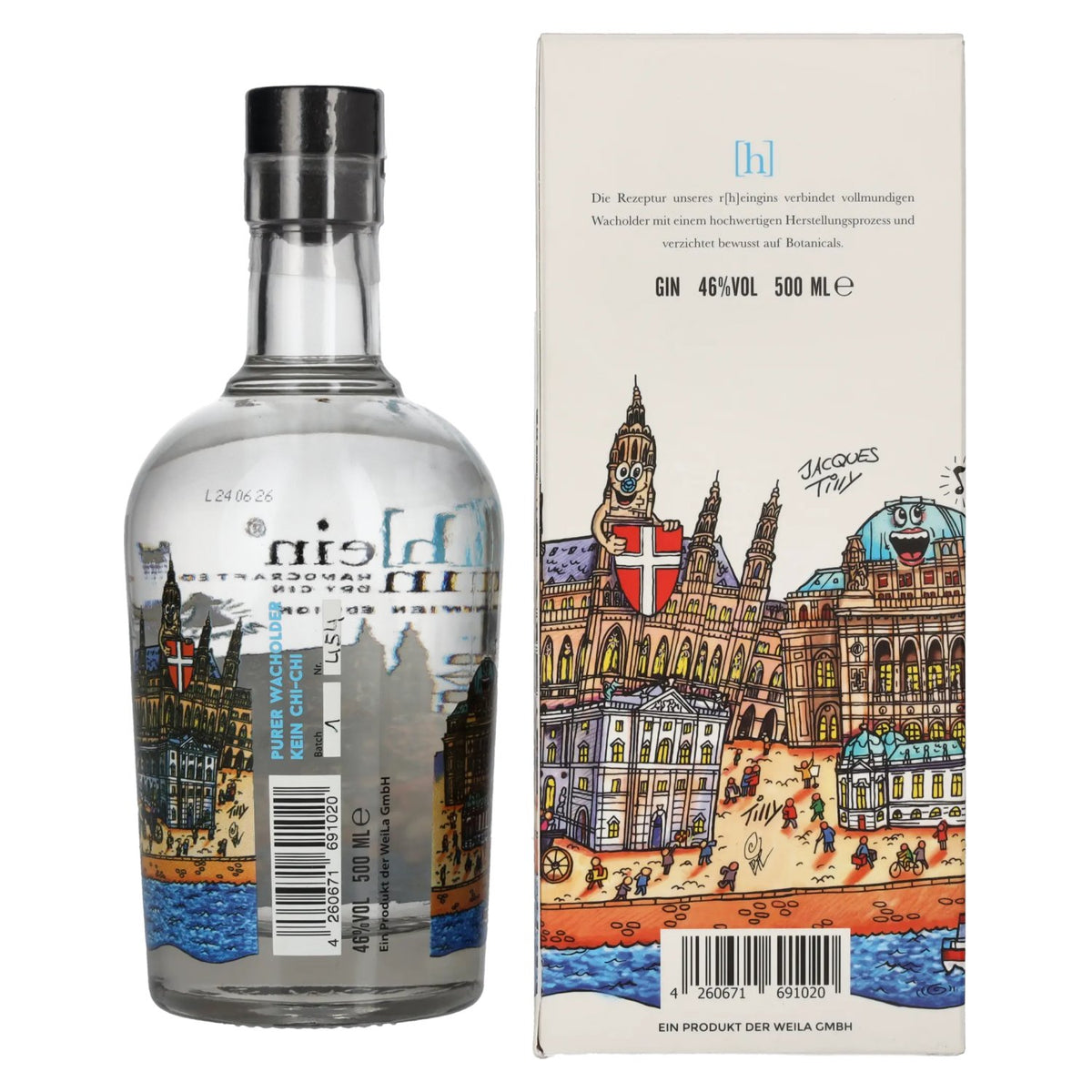 r[h]eingin Handcrafted Dry Gin Édition Wien Gin 46 % vol. 0,5 l dans un coffret cadeau