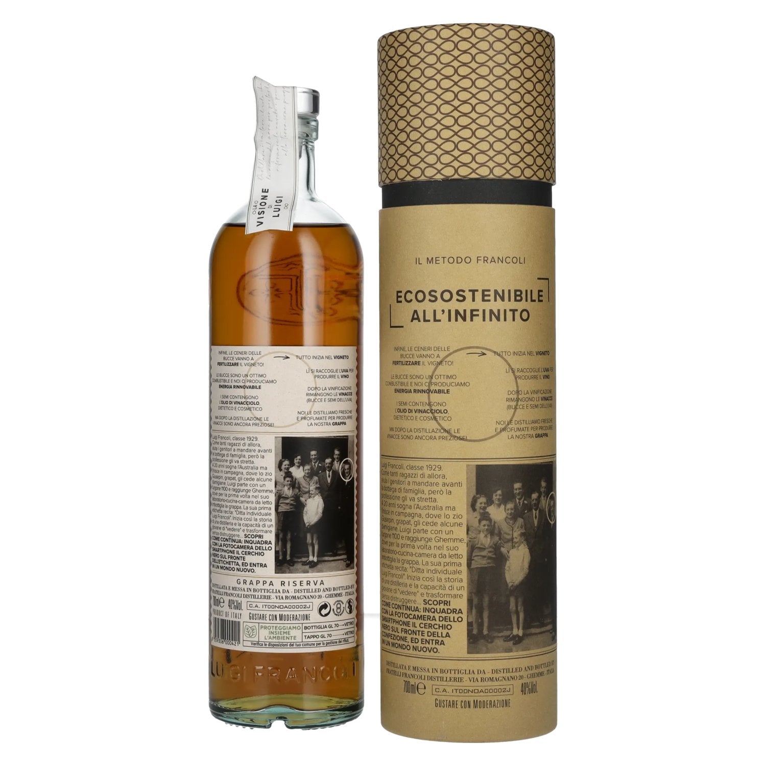 Luigi Francoli Grappa Riserva La Visione di Luigi 40% vol. 0,7l en boîte cadeau