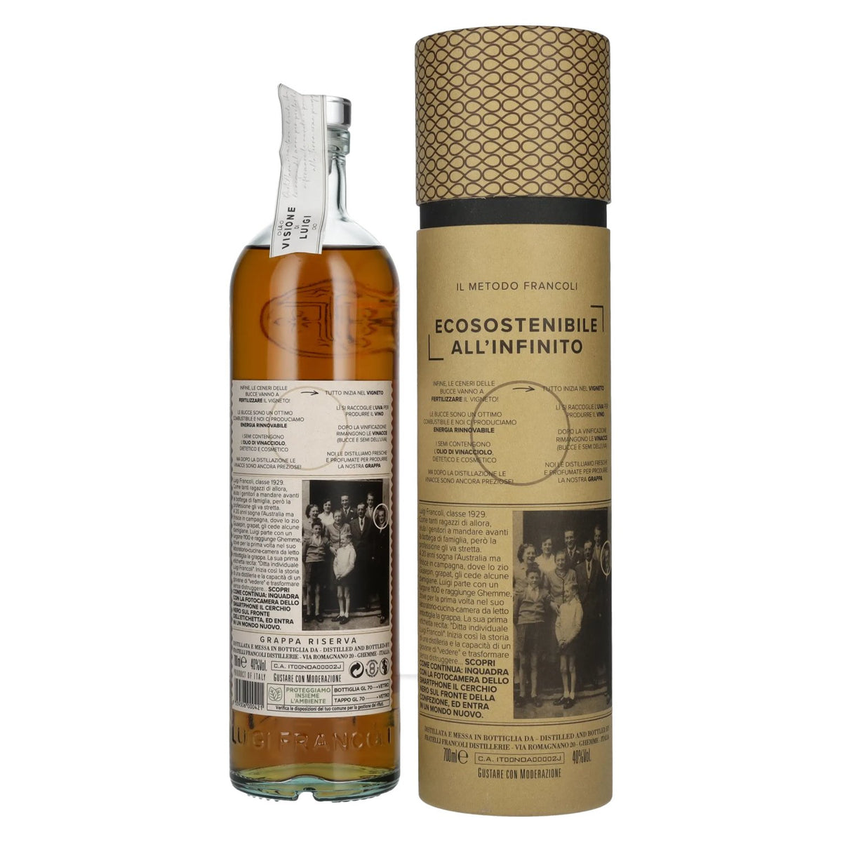 Luigi Francoli Grappa Riserva La Visione di Luigi 40% Vol. 0,7l in Geschenkbox