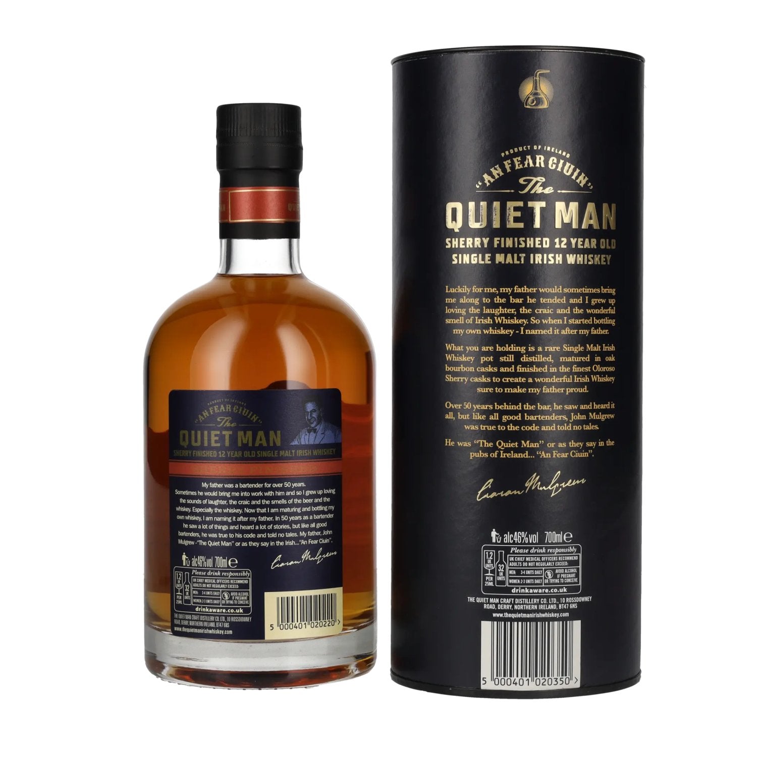 The Quiet Man AN FEAR CIUIN 12 Year Old SHERRY FINISHED 46% Vol. 0,7l in gift box