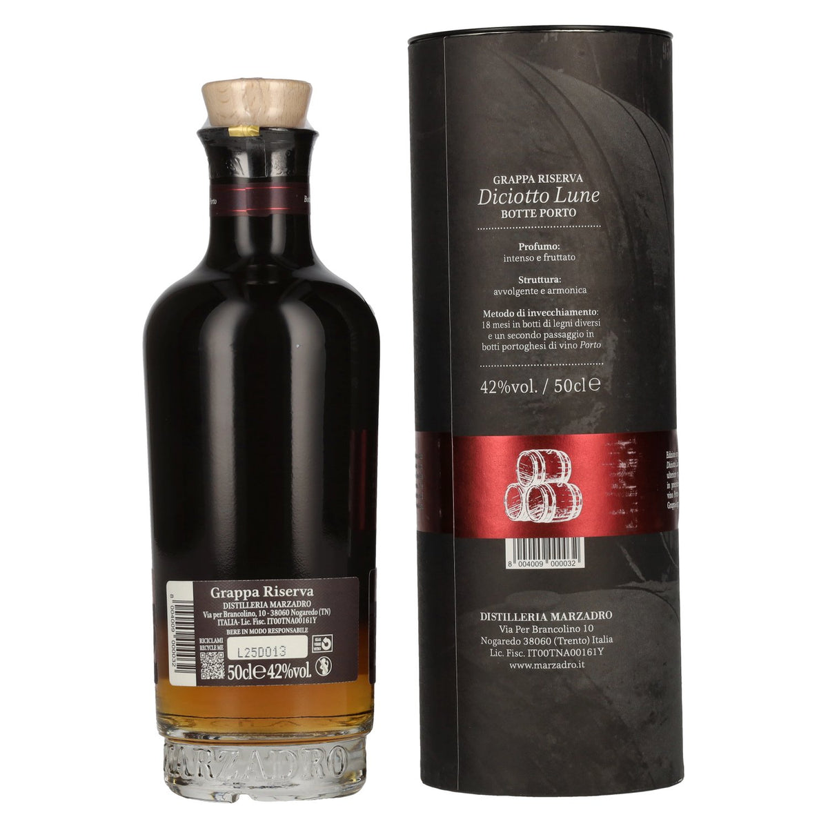 Marzadro DICIOTTO Lune Botte Porto 42% Vol. 0,5l in gift box
