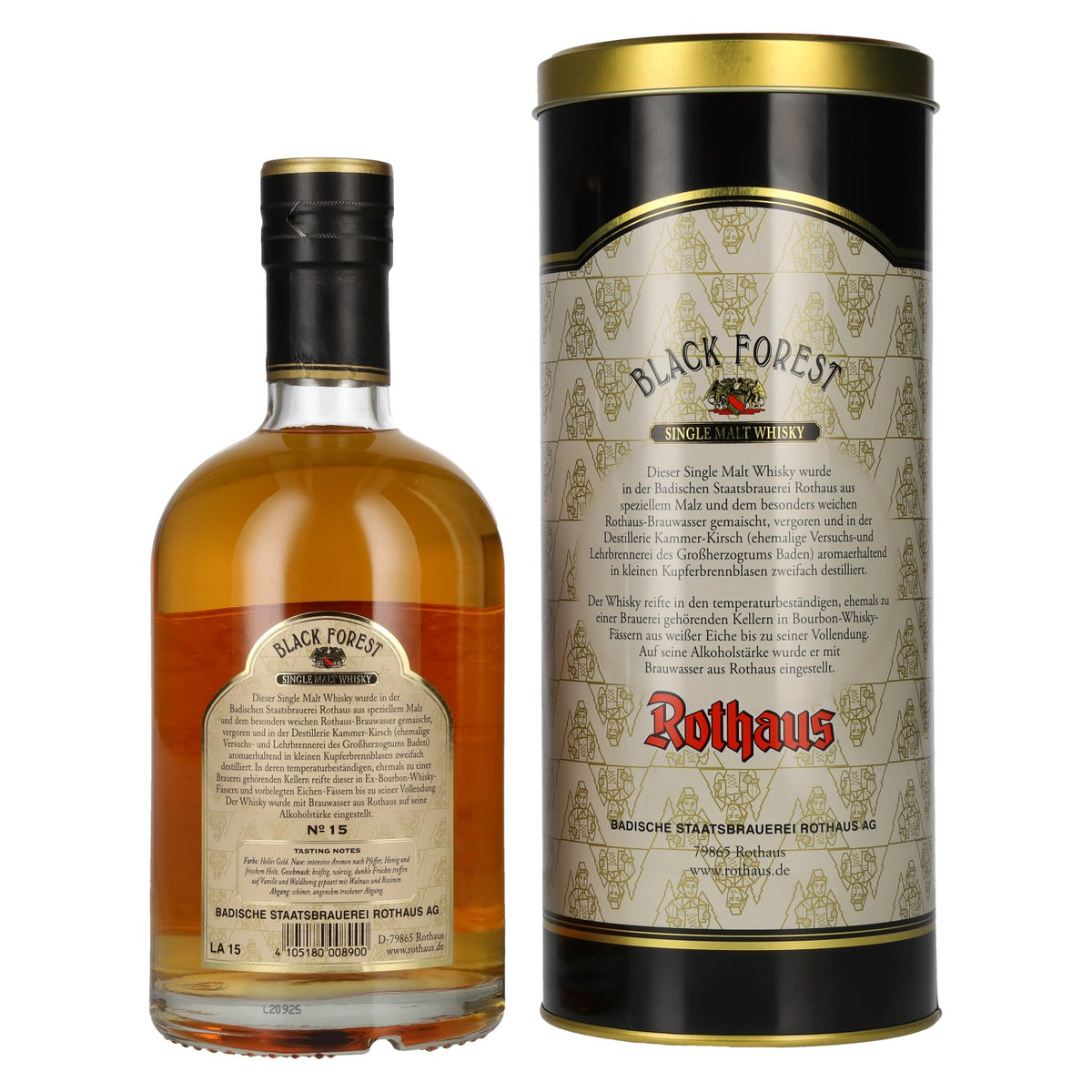 Black Forest Rothaus Single Malt Whisky Edition No. 15 43% Vol. 0,7l in Tinbox