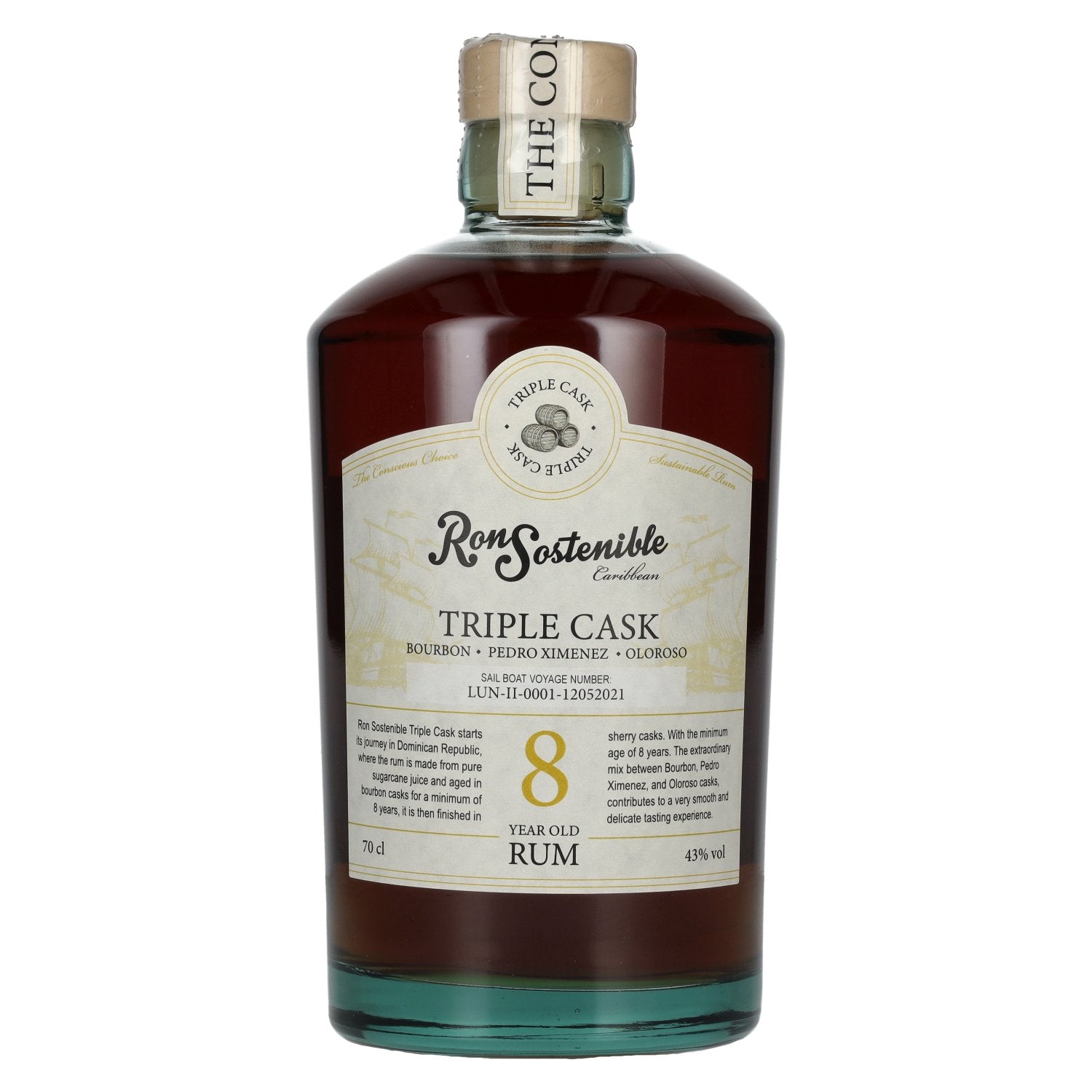 Ron Sostenible 8 Years Old Triple Cask Rum 43% Vol. 0,7l
