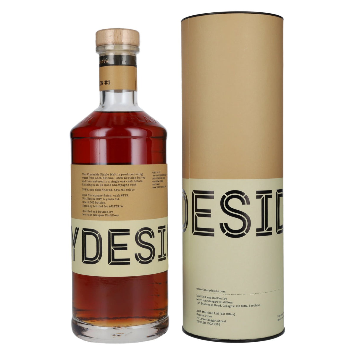 Clydeside AUSTRIA EDITION #1 Rosé Champagne Cask Finish Lowland Single Malt 59.8% ABV 0.7l in a gift box