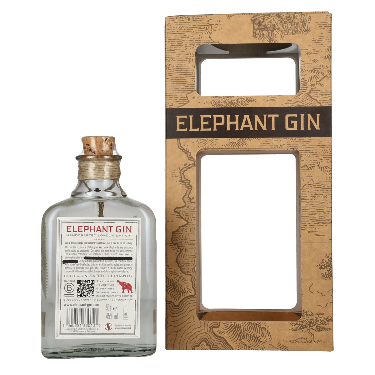 Elephant London Dry Gin 45% Vol. 0,5l in gift box with glass