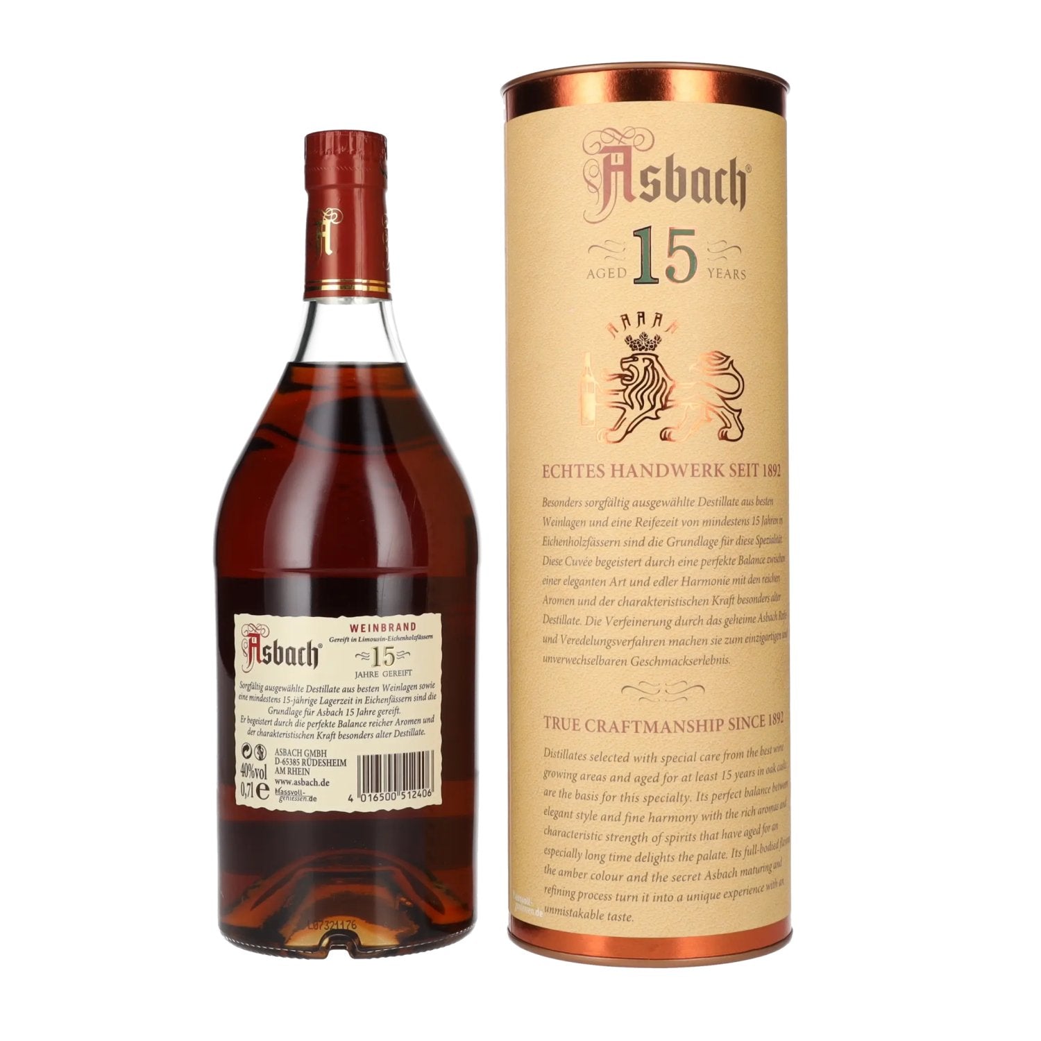 Asbach Spezialbrand 15 years matured 40% Vol. 0,7l in gift box