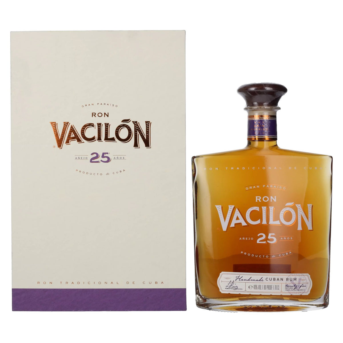 Ron Vacilón GRAN PARAÍSO Añejo 25 Años 40% Vol. 0,7l in gift box