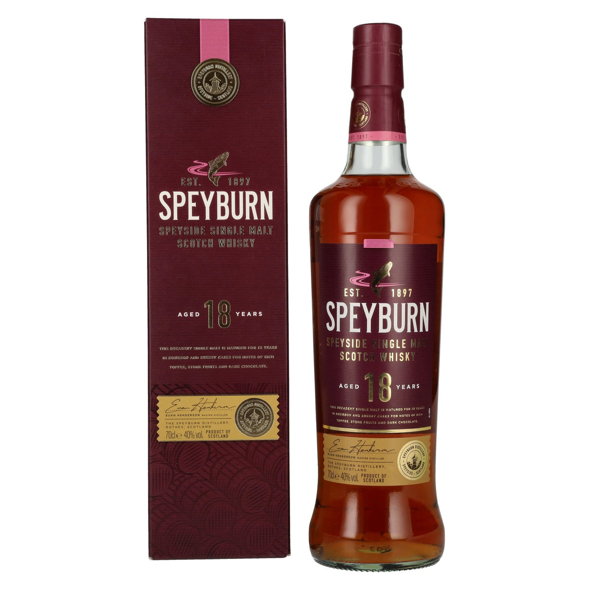 Speyburn 18 Years Old Speyside Single Malt Scotch Whisky 40% Vol. 0,7l en boîte cadeau