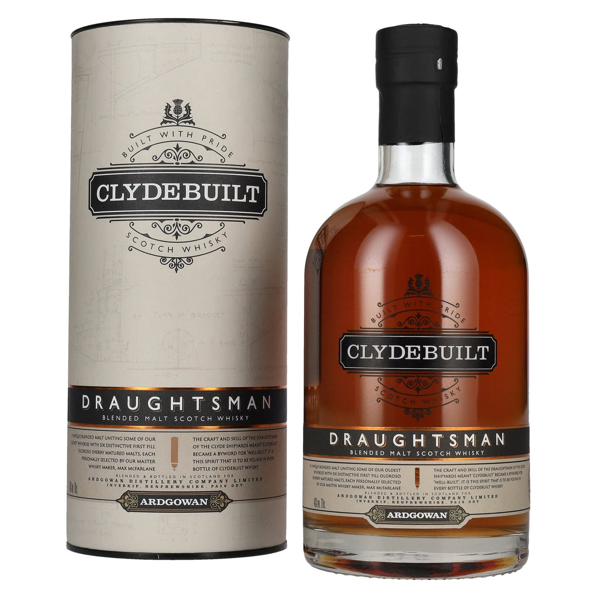 Ardgowan Clydebuilt DRAUGHTSMAN Blendend Malt Scotch Whisky 46% Vol. 0,7l en boîte cadeau