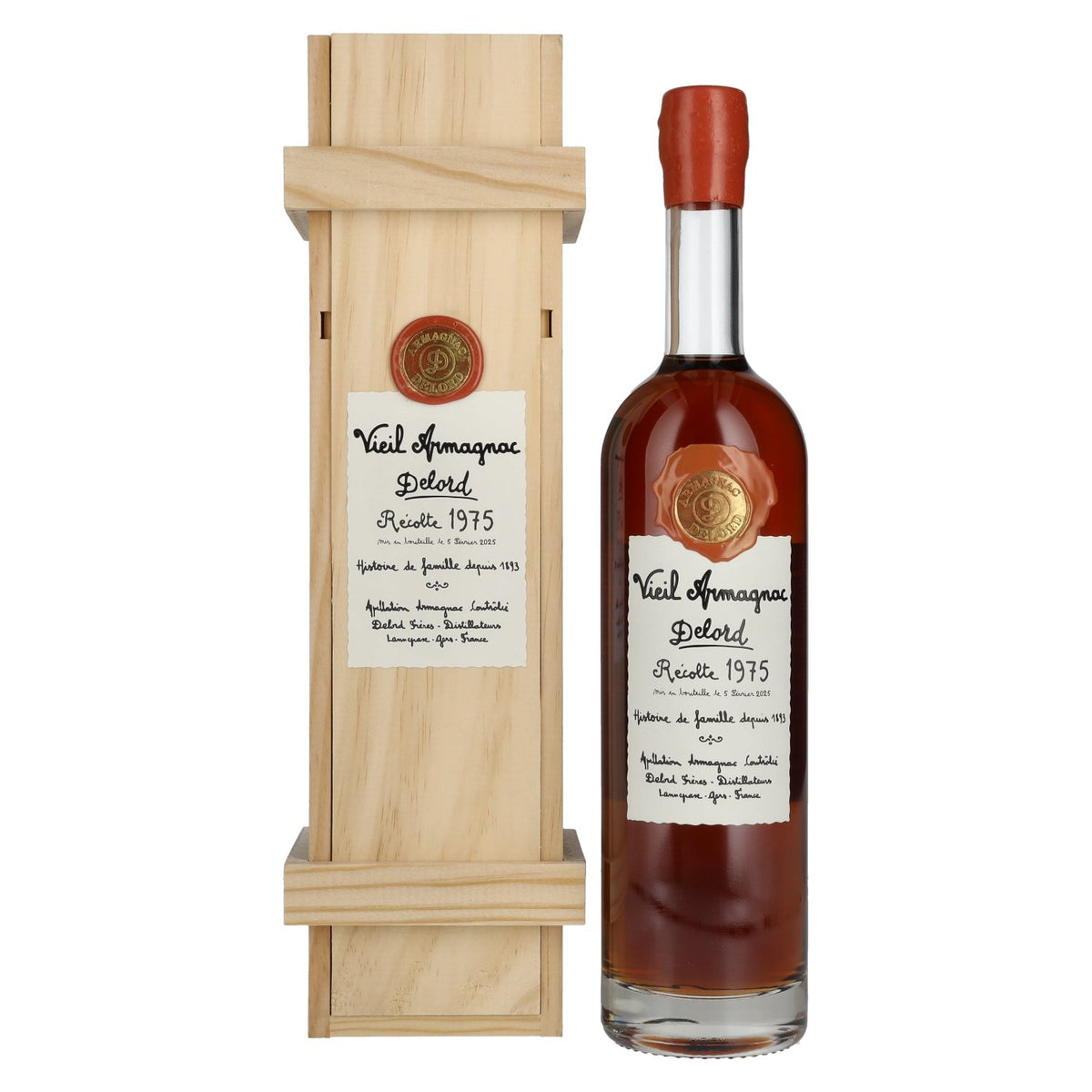 Vieil Armagnac Delord Vintage Récolte 1975 40% Vol. 0,7l in wooden box