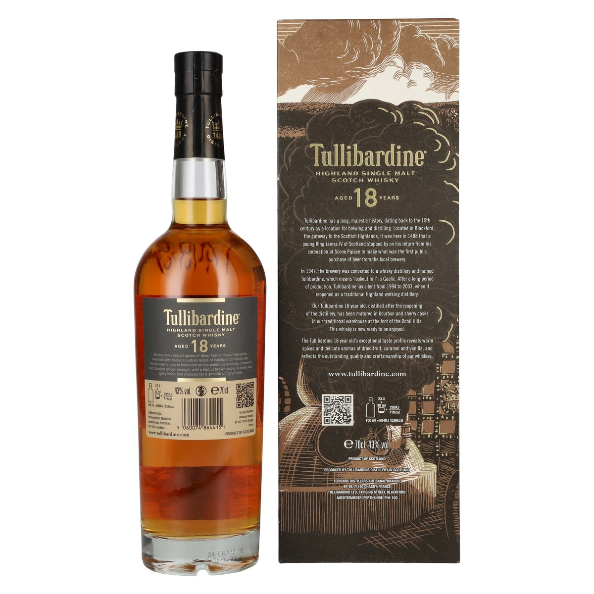 Tullibardine 18 Years Old Highland Single Malt Scotch Whisky 43% Vol. 0,7l in Geschenkbox