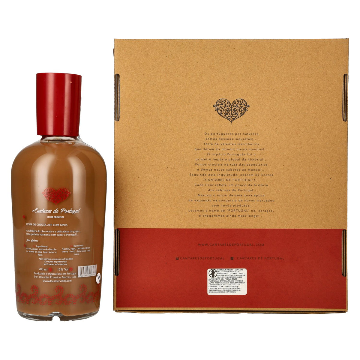 Cantares de Portugal Licor de Chocolate com Ginia 15% Vol. 0,7l in gift box with 2 glasses