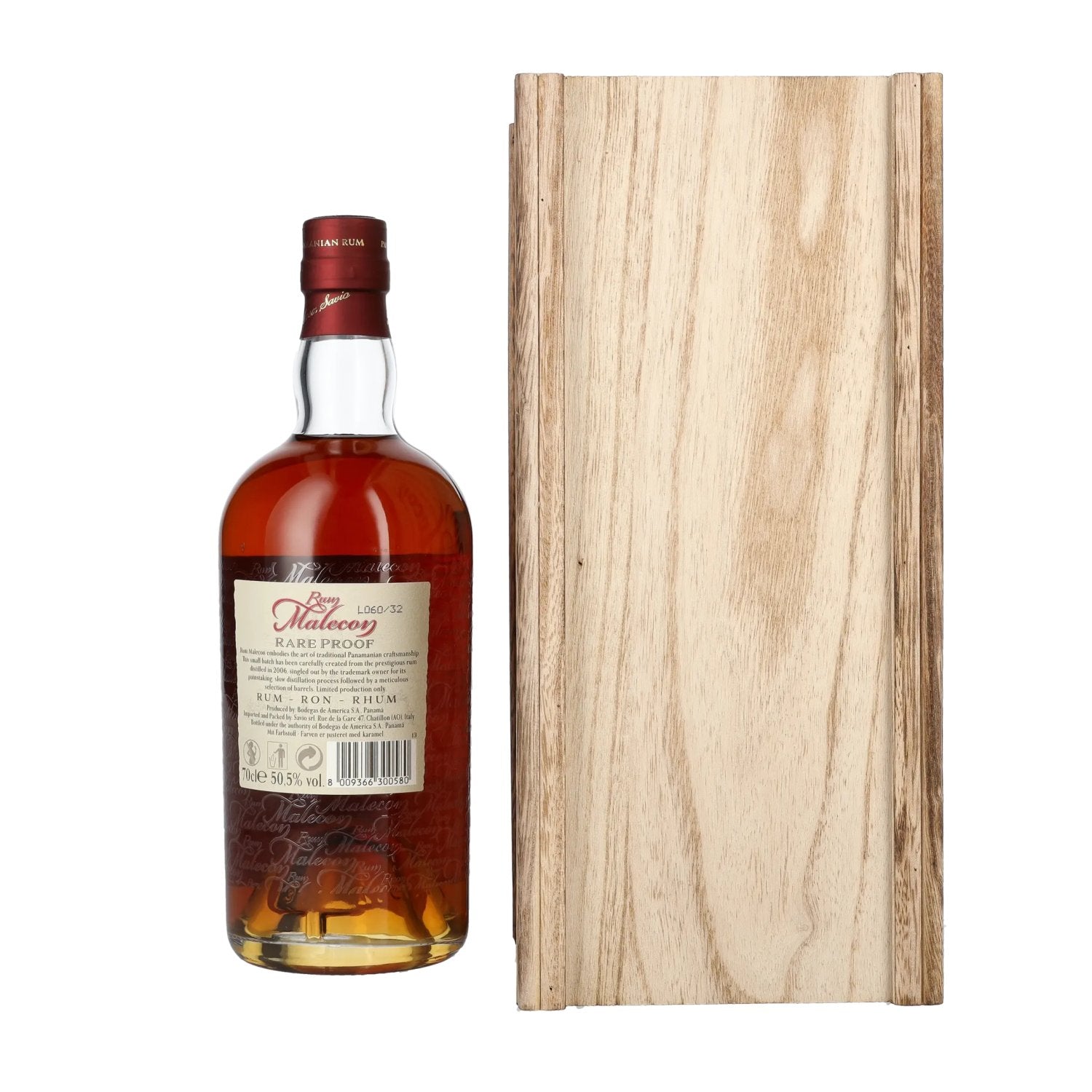 Rum Malecon Añejo 13 Años RARE PROOF 2006 50,5% Vol. 0,7l dans une caisse en bois