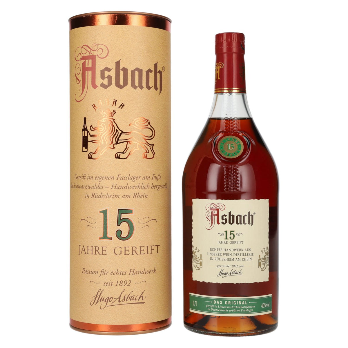Asbach « L'Original », vieilli 15 ans, 40 % vol., 0,7 l, dans un coffret cadeau