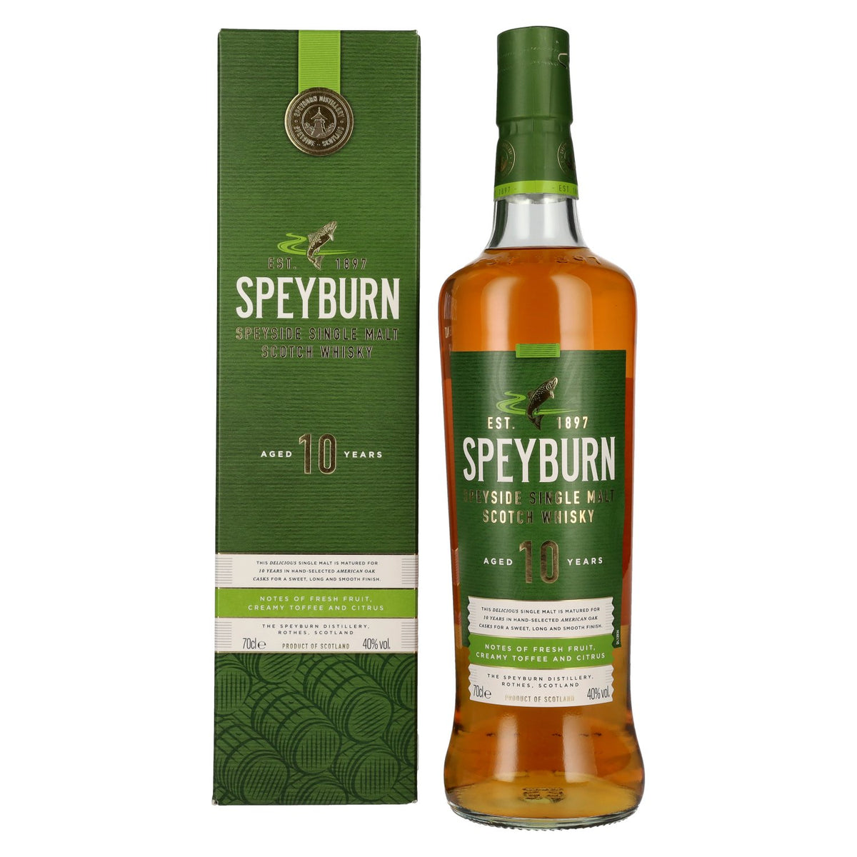 Speyburn 10 Years Old Speyside Single Malt Scotch Whisky 40% Vol. 0,7l en boîte cadeau