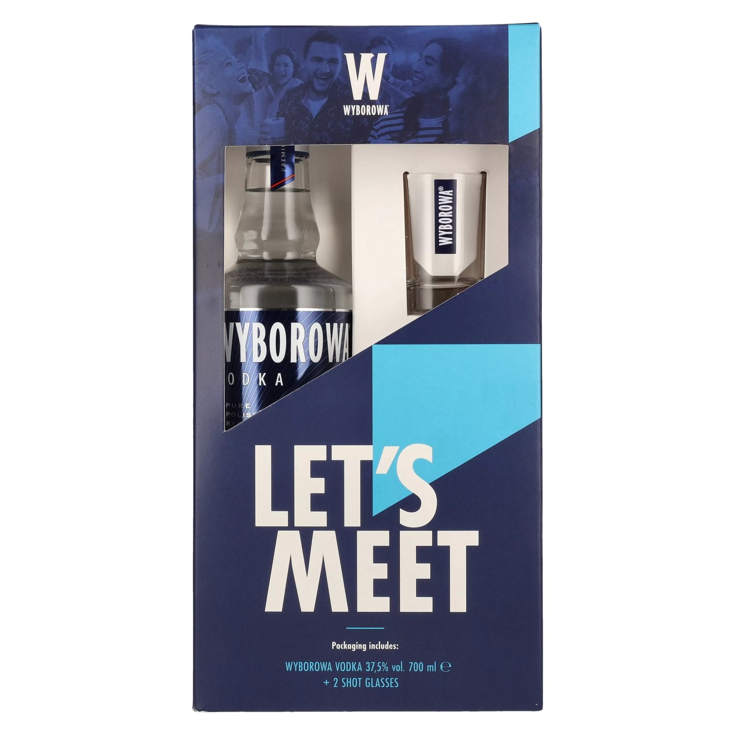 Wyborowa Wódka 37,5% vol. 0,7l dans une boîte cadeau avec 2 verres à shot