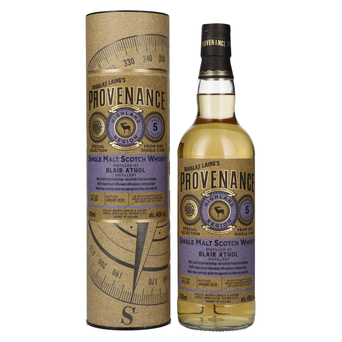 Douglas Laing PROVENANCE Blair Athol 5 Years Old Single Cask Malt 2014 46% Vol. 0,7l in gift box