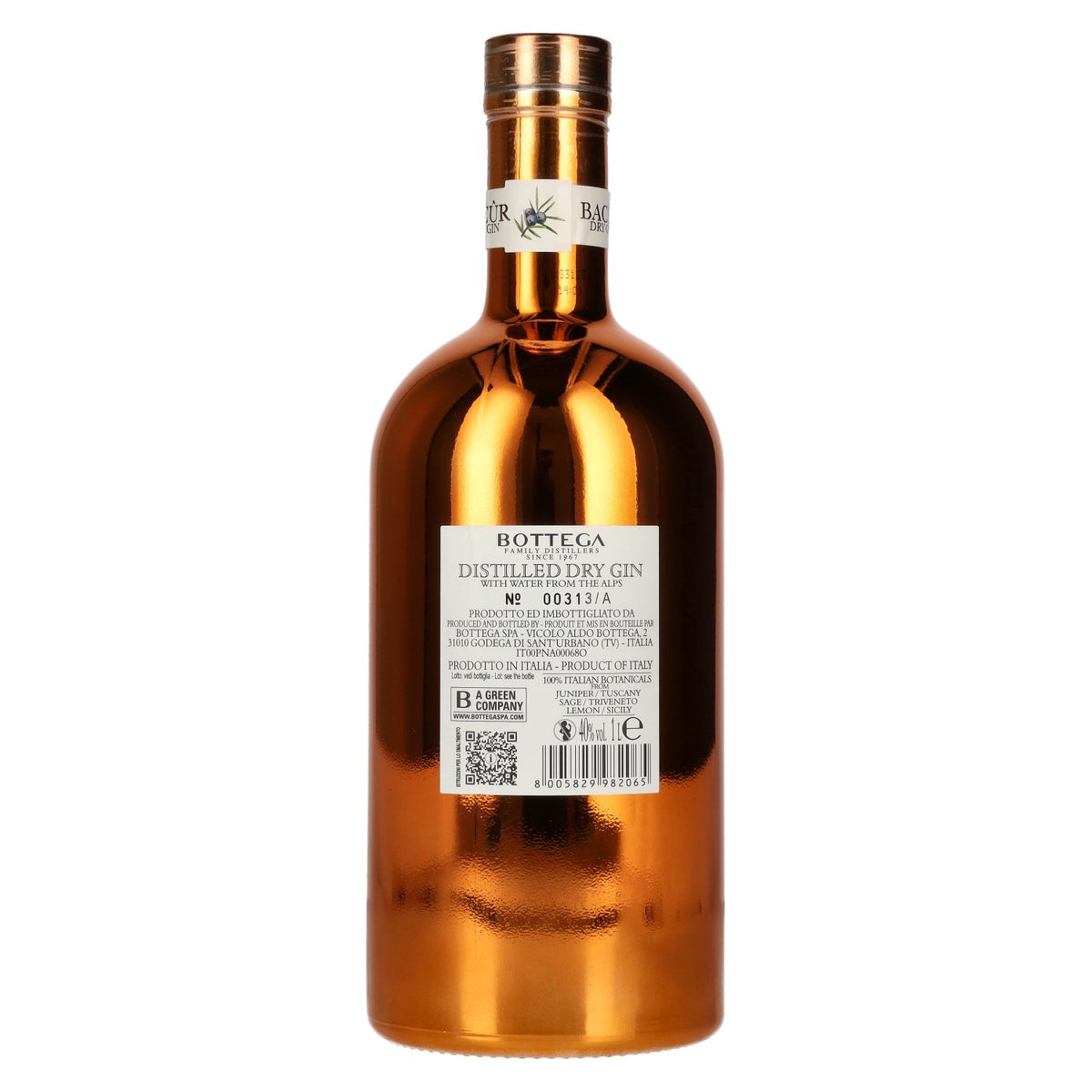 Bottega BACÛR Distilled Dry Gin 40% Vol. 1l