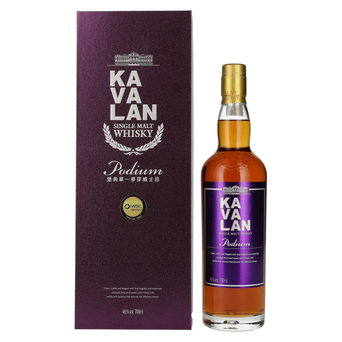 Kavalan PODIUM Single Malt Whisky 46% vol. 0,7l en coffret cadeau