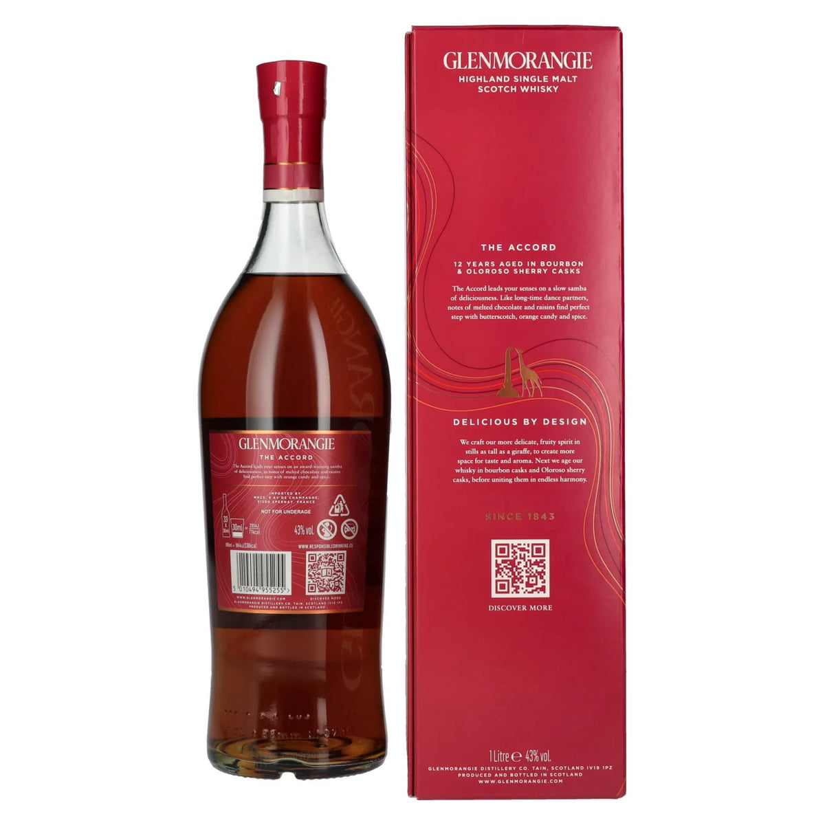 Glenmorangie The ACCORD 12 Years Old Bourbon &amp; Sherry Cask 43% Vol. 1l en boîte cadeau