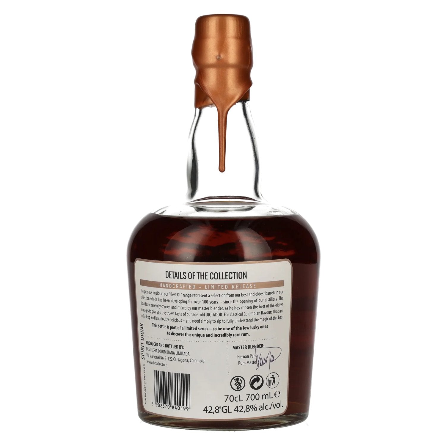 Dictador BEST OF 1982 Colombian Rum 080516/PC108 Limited Release 42,8% Vol. 0,7l