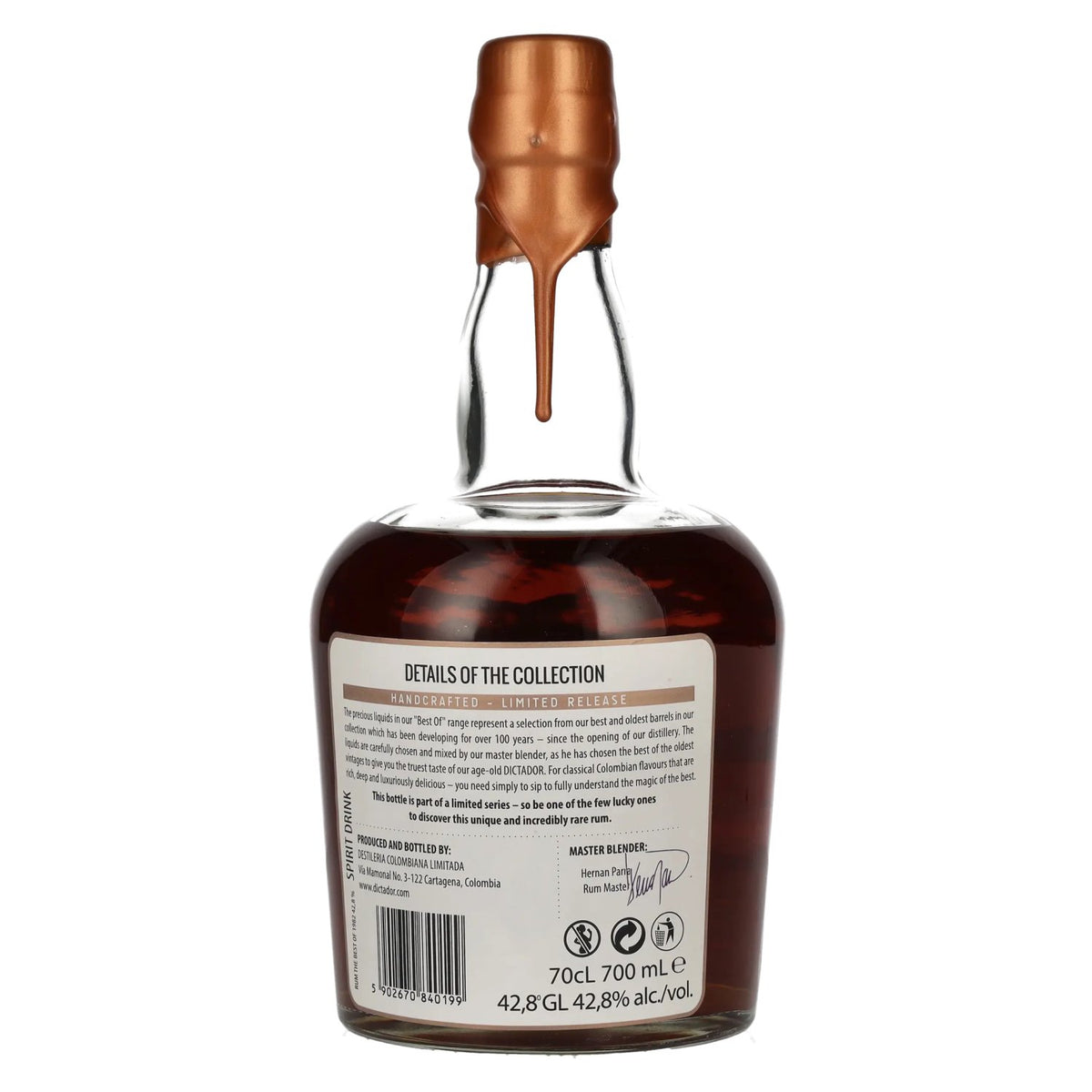 Dictador BEST OF 1982 Colombian Rum 080516/PC108 Limited Release 42,8% Vol. 0,7l