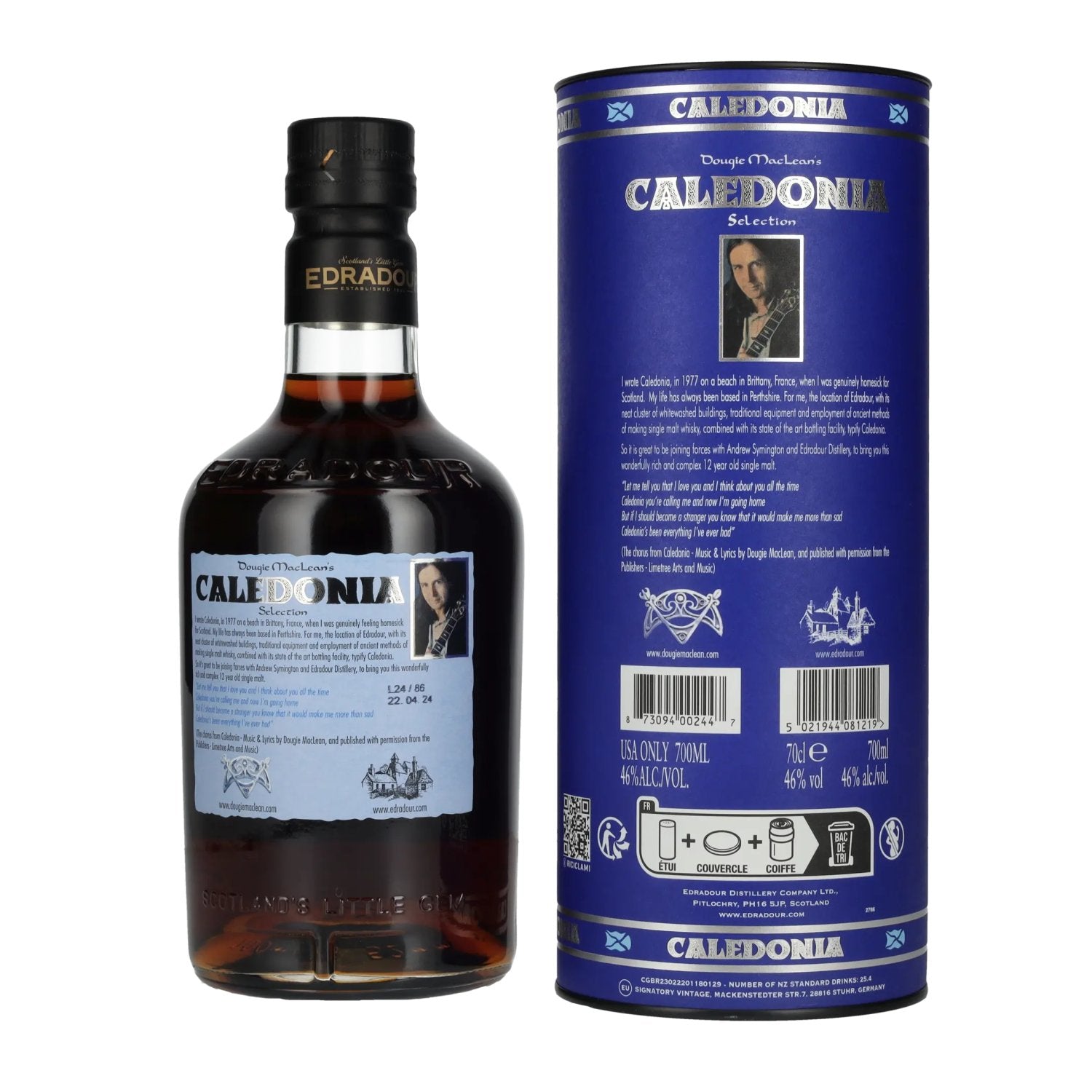 Edradour CALEDONIA 12 Years Old Highland Single Malt 46% Vol. 0,7l in Geschenkbox