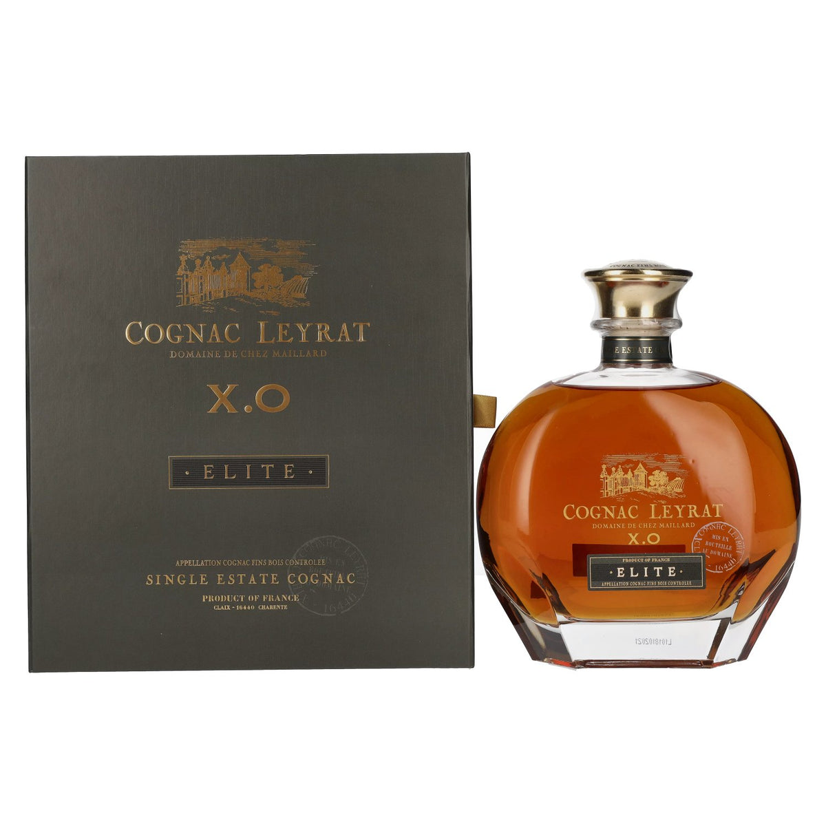 Cognac Leyrat X.O. Elite Single Estate, 40 % vol., 0,7 l, dans un coffret cadeau