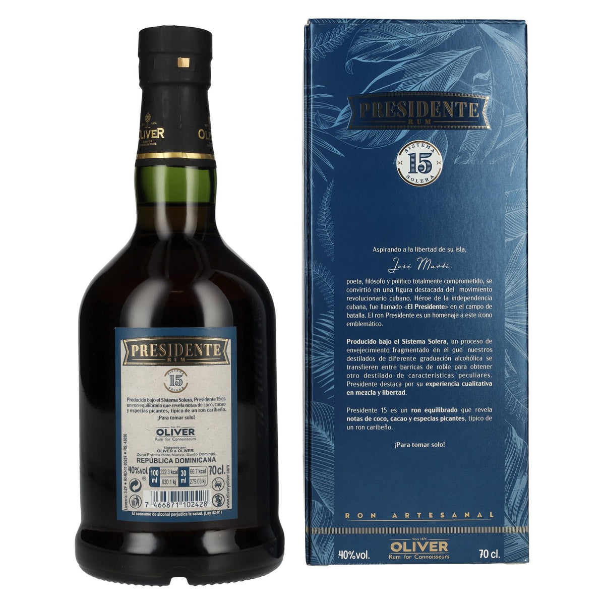 Presidente 15 Sistema Solera Rum 40% Vol. 0,7l in Geschenkbox