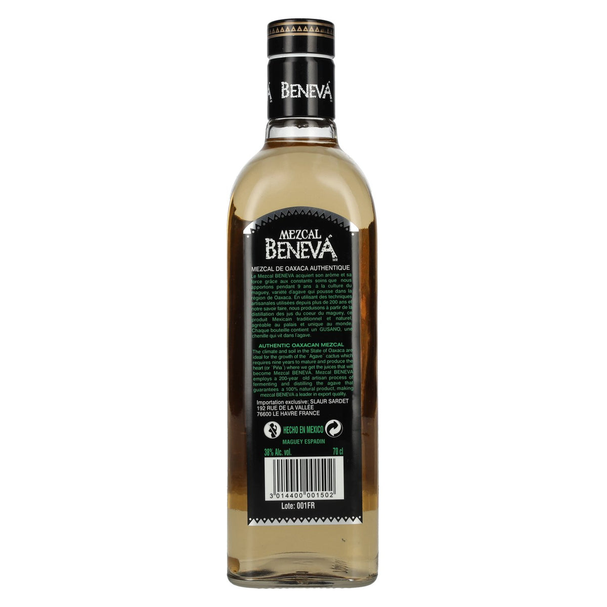 Beneva Mezcal avec ver d'agave 100% agave DOP 38% vol. 0,7l
