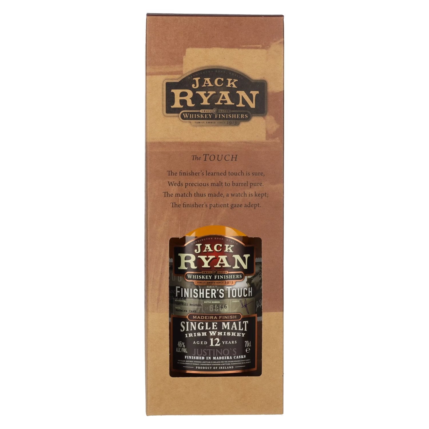 Jack Ryan 12 Years Old FINISHER'S TOUCH Single Malt Irish Whiskey Madeira Finish 46% Vol. 0,7l in Geschenkbox