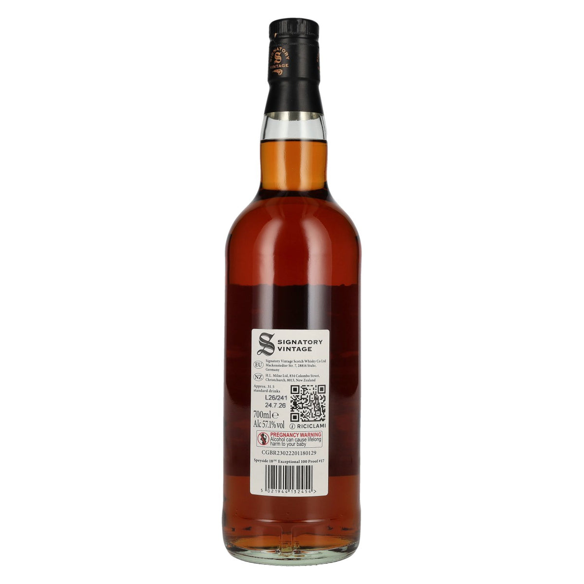 Signatory Vintage 100 Proof Edition SPEYSIDE (M) 18 Years Old Single Malt #17 2008 57.1% vol. 0.7l