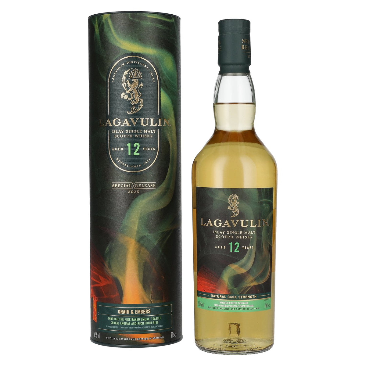 Lagavulin 12 Years Old GRAIN &amp; EMBERS Single Malt Special Release 2025 56,5% Vol. 0,7l en boîte cadeau