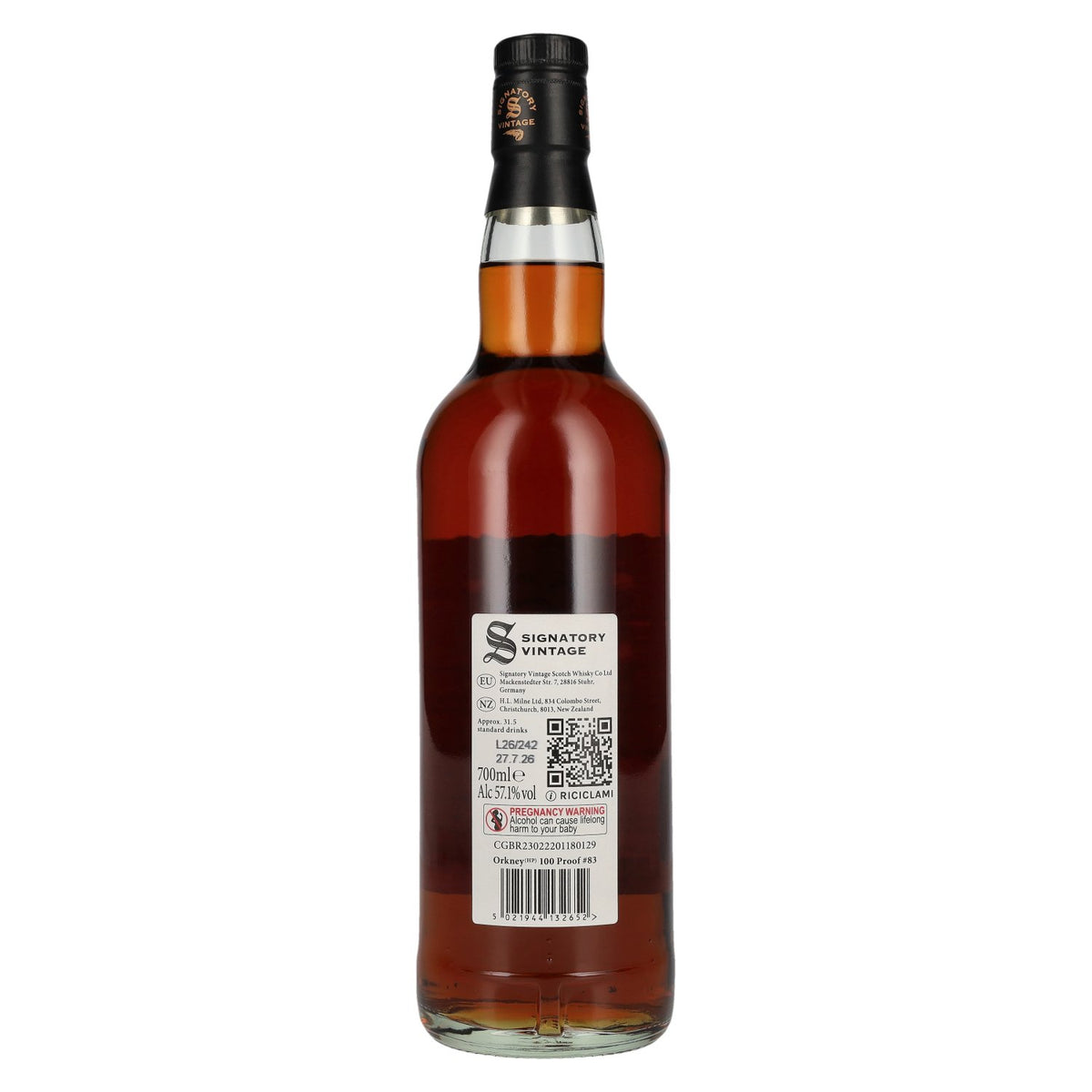 Signatory Vintage 100 Proof Edition An Orkney (HP) Single Malt de 15 ans d'âge n° 83 2011 57,1 % vol. 0,7 l