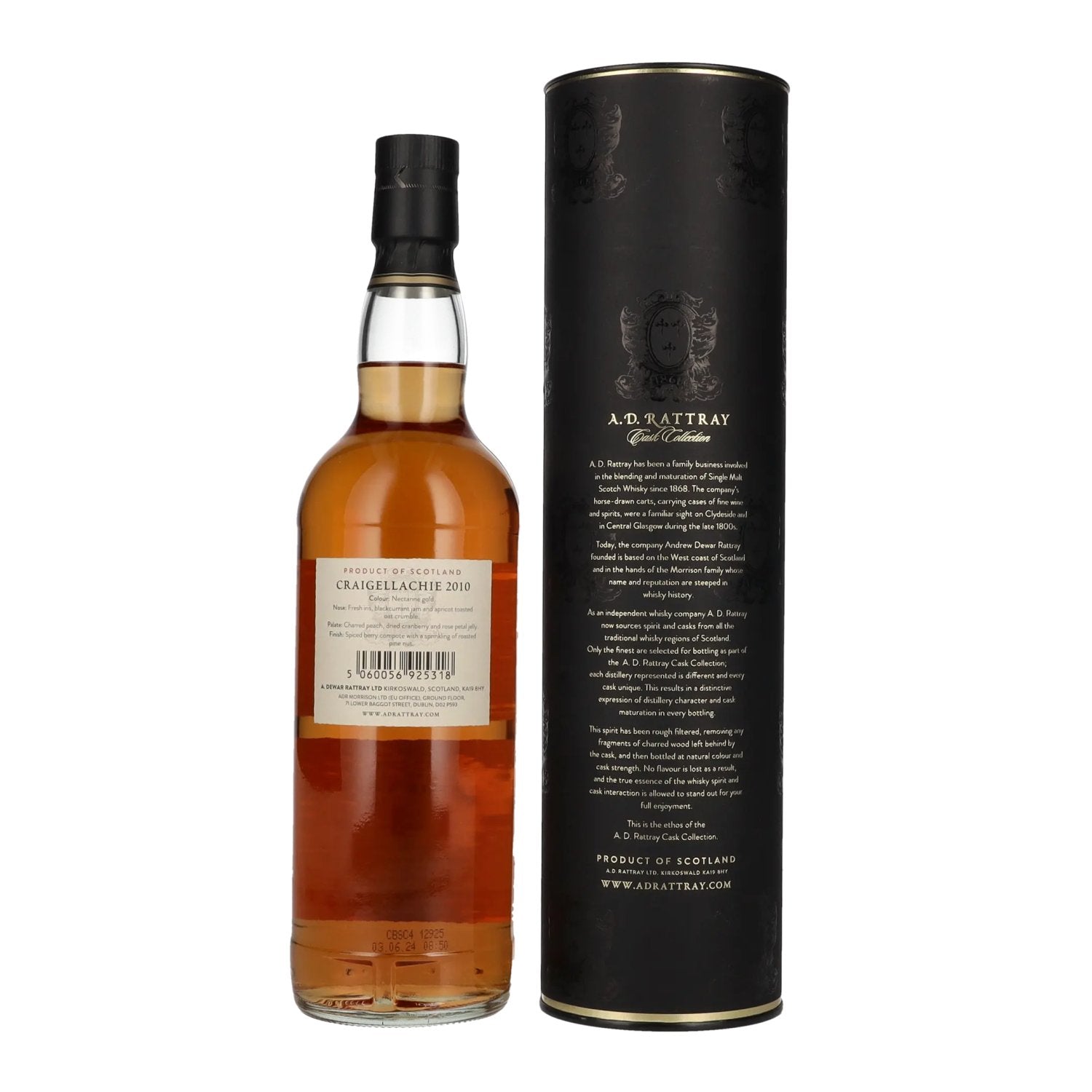 A.D. Rattray 14 Years Old CRAIGELLACHIE Burgundy Wine Finish Whisky 2010 57,1% Vol. 0,7l en boîte cadeau