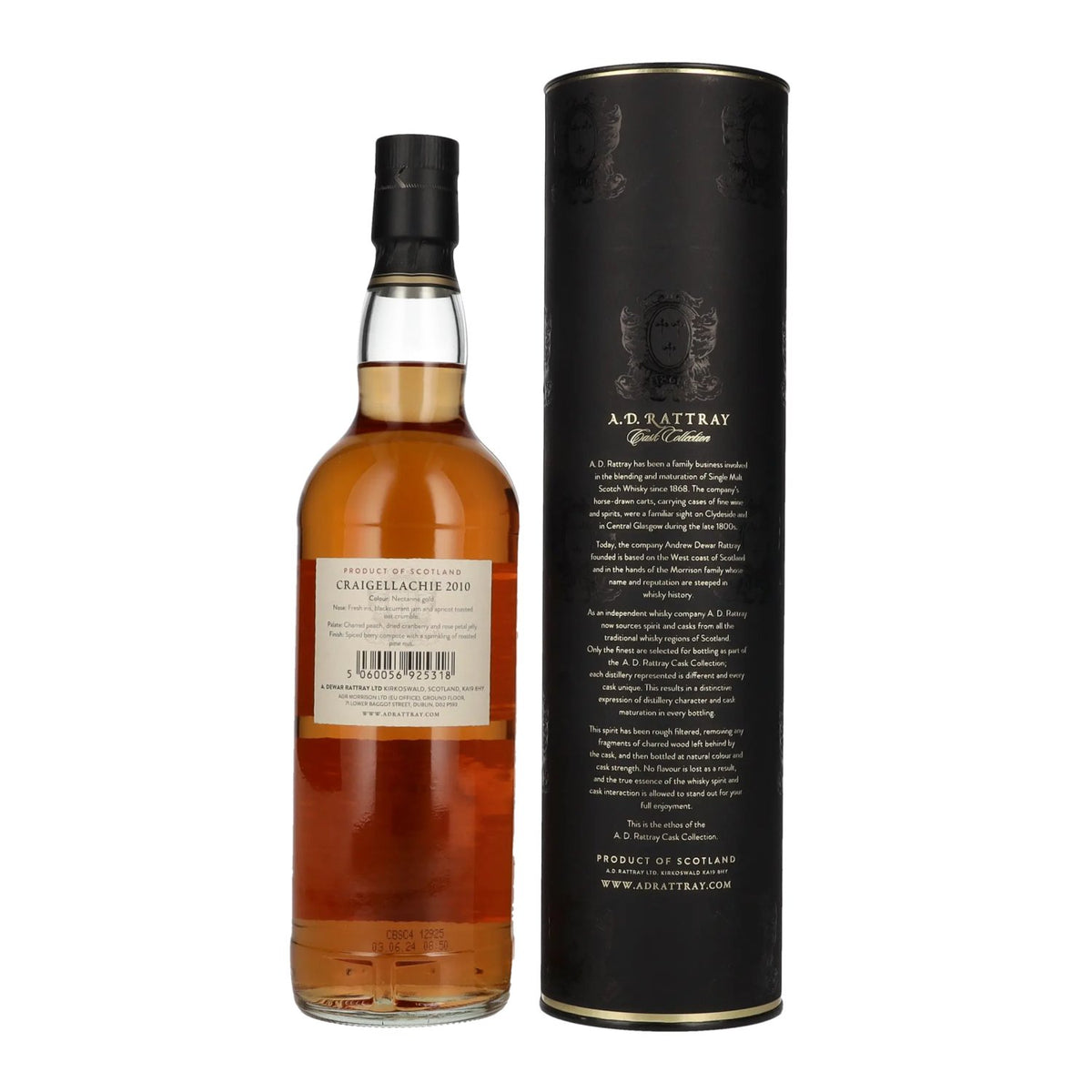 A.D. Rattray 14 Years Old CRAIGELLACHIE Burgundy Wine Finish Whisky 2010 57,1% Vol. 0,7l en boîte cadeau