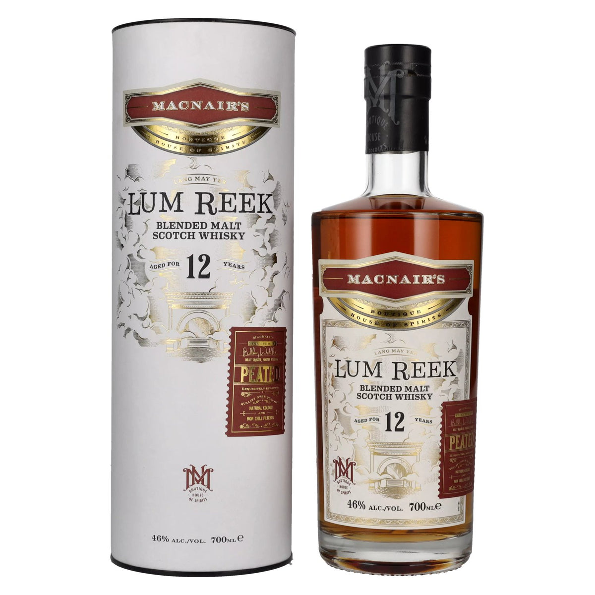 MacNair's Lum Reek 12 Years Old PEATED 46% Vol. 0,7l en boîte cadeau