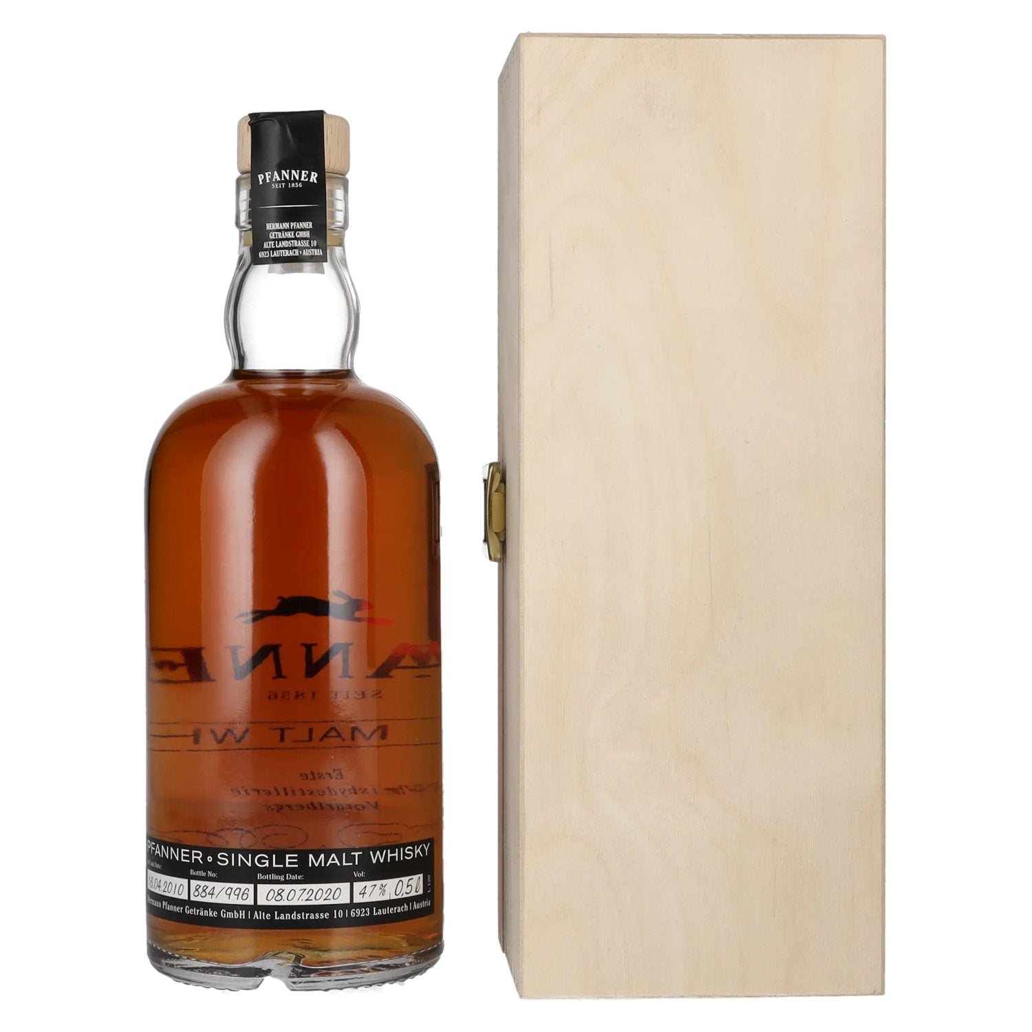 Pfanner 10 Years Old Single Malt Whisky Jubiläumsedition 47% Vol. 0,5l in Holzkiste