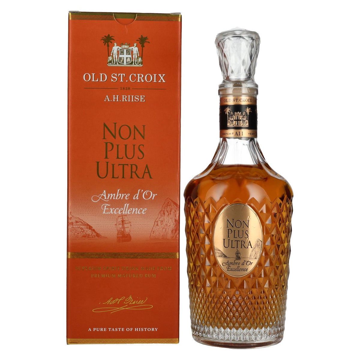 Old St. Croix A.H. Riise NON PLUS ULTRA Ambre d'Or Excellence 42% Vol. 0,7l in gift box