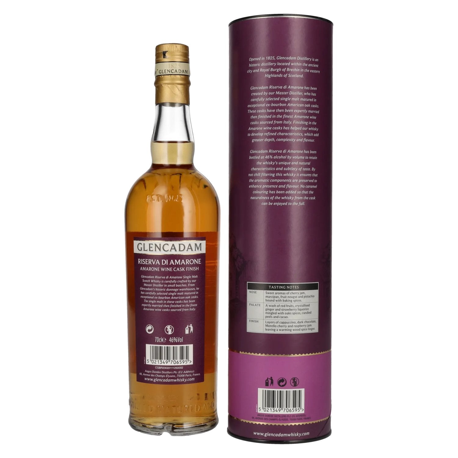 Glencadam RISERVA DI AMARONE Single Malt AMARONE WINE CASK FINISH 46% Vol. 0,7l in Geschenkbox
