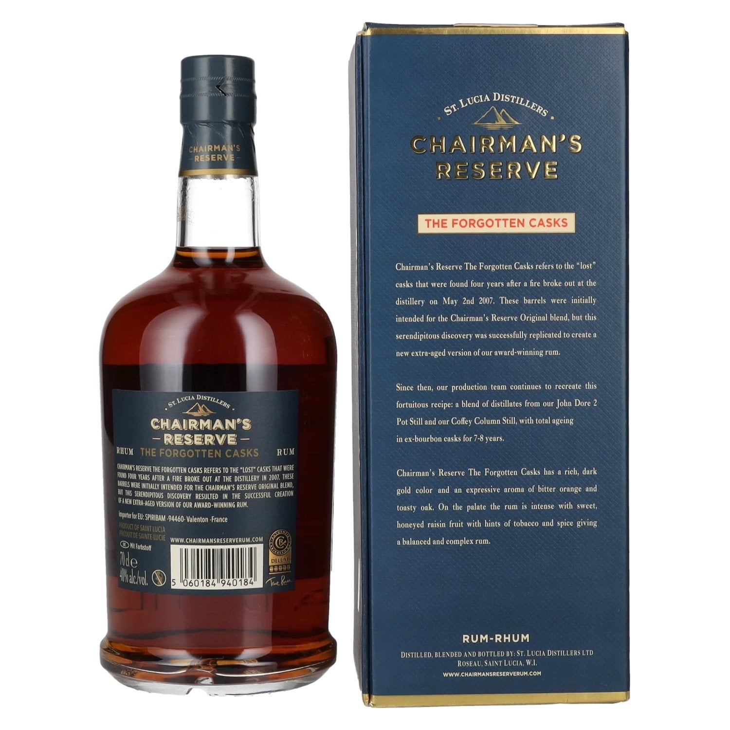 Chairman's Reserve THE FORGOTTEN CASKS Finest St. Lucia Rum 40% Vol. 0,7l en boîte cadeau