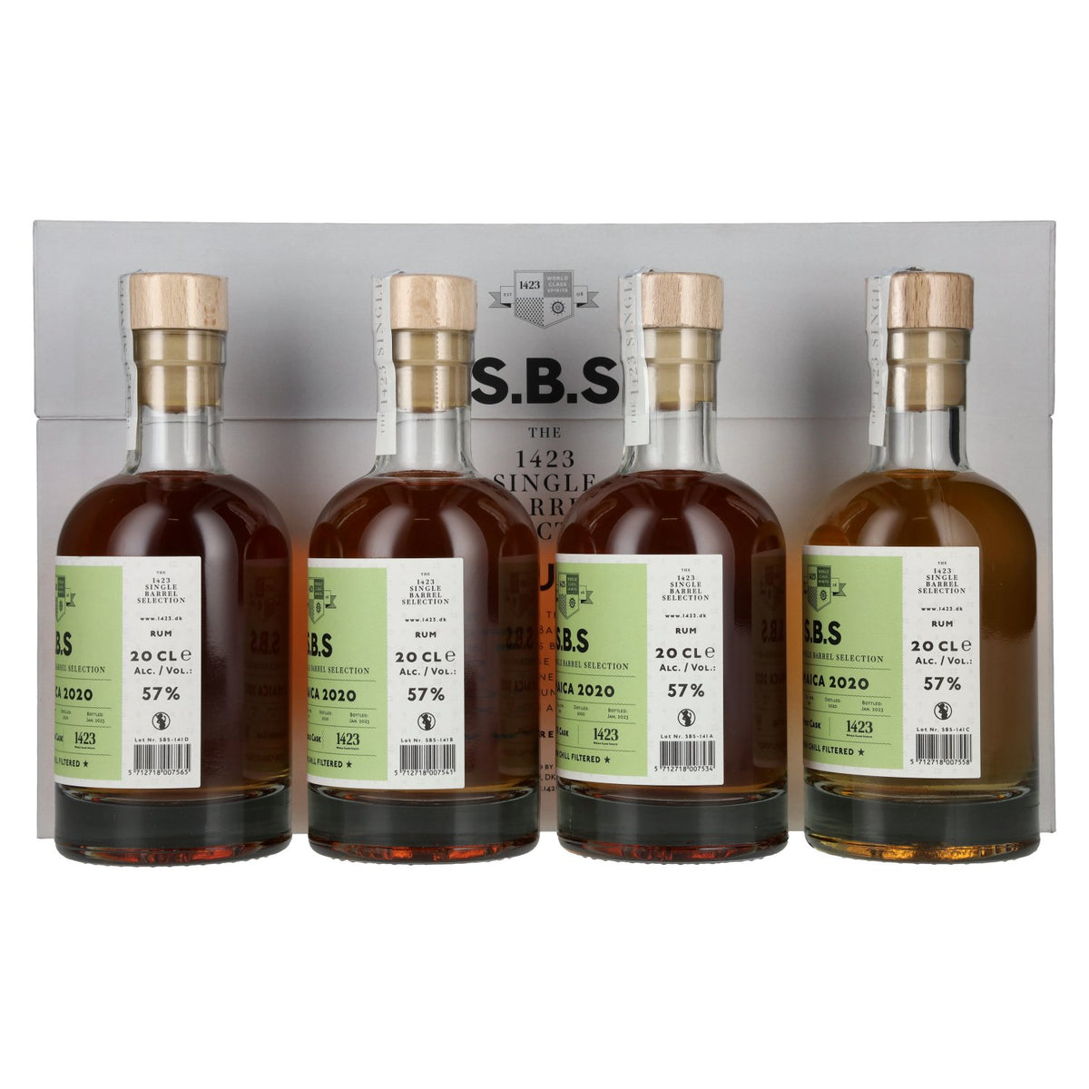 1423 S.B.S JAMAICA Experimental Cask Series 2020 57% vol. 4x0,2l en boîte cadeau