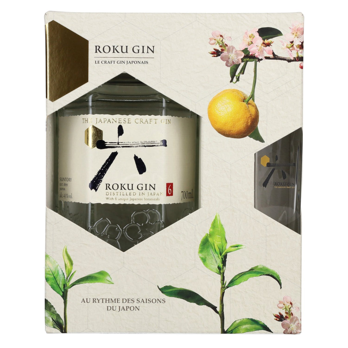 Roku Gin The Japanese Craft Gin 43% Vol. 0,7l in Geschenkbox mit Glas