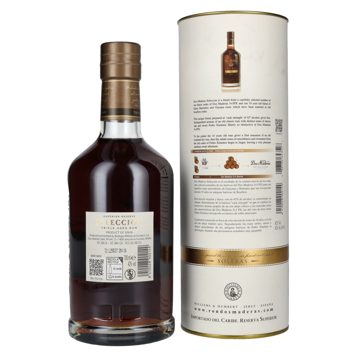 Dos Maderas Selección Superior Reserve Triple Aged Rum 42% Vol. 0,7l in Geschenkbox