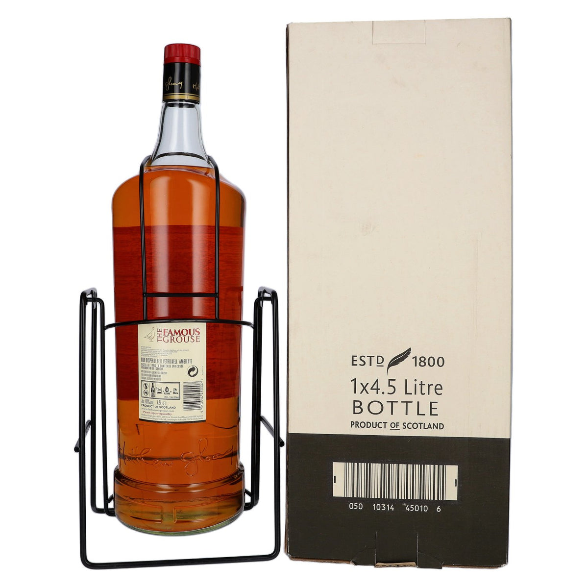 Whisky écossais blended « The Famous Grouse » 40 % vol., 4,5 l, dans un coffret cadeau avec présentoir pivotant