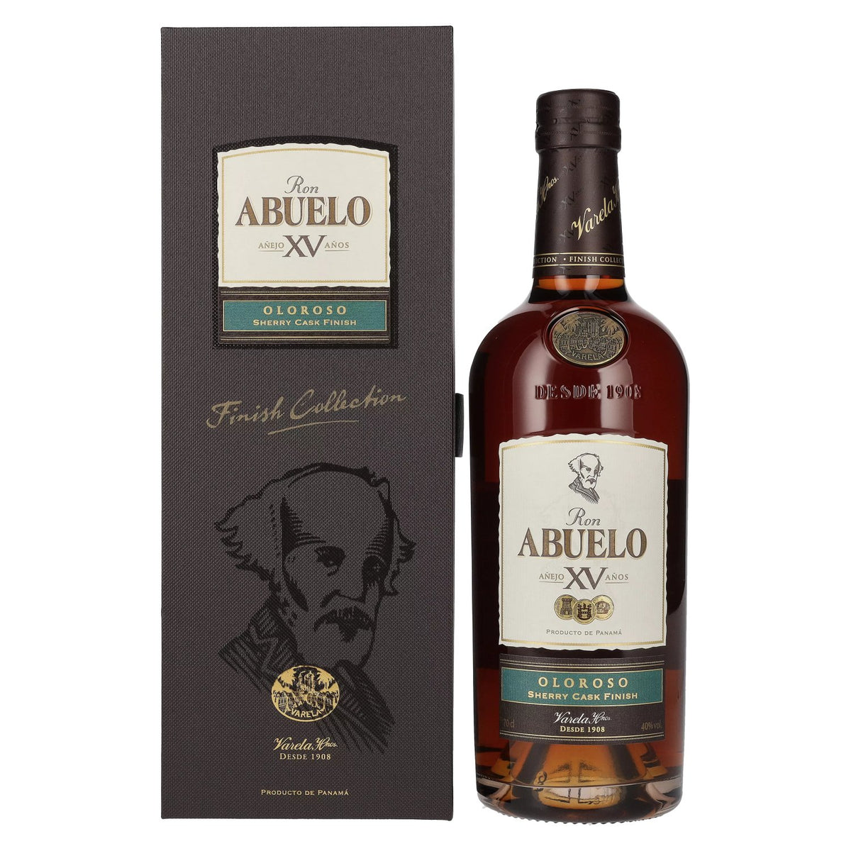 Ron Abuelo Añejo XV Años OLOROSO Sherry Cask Finish 40% vol. 0,7l en boîte cadeau