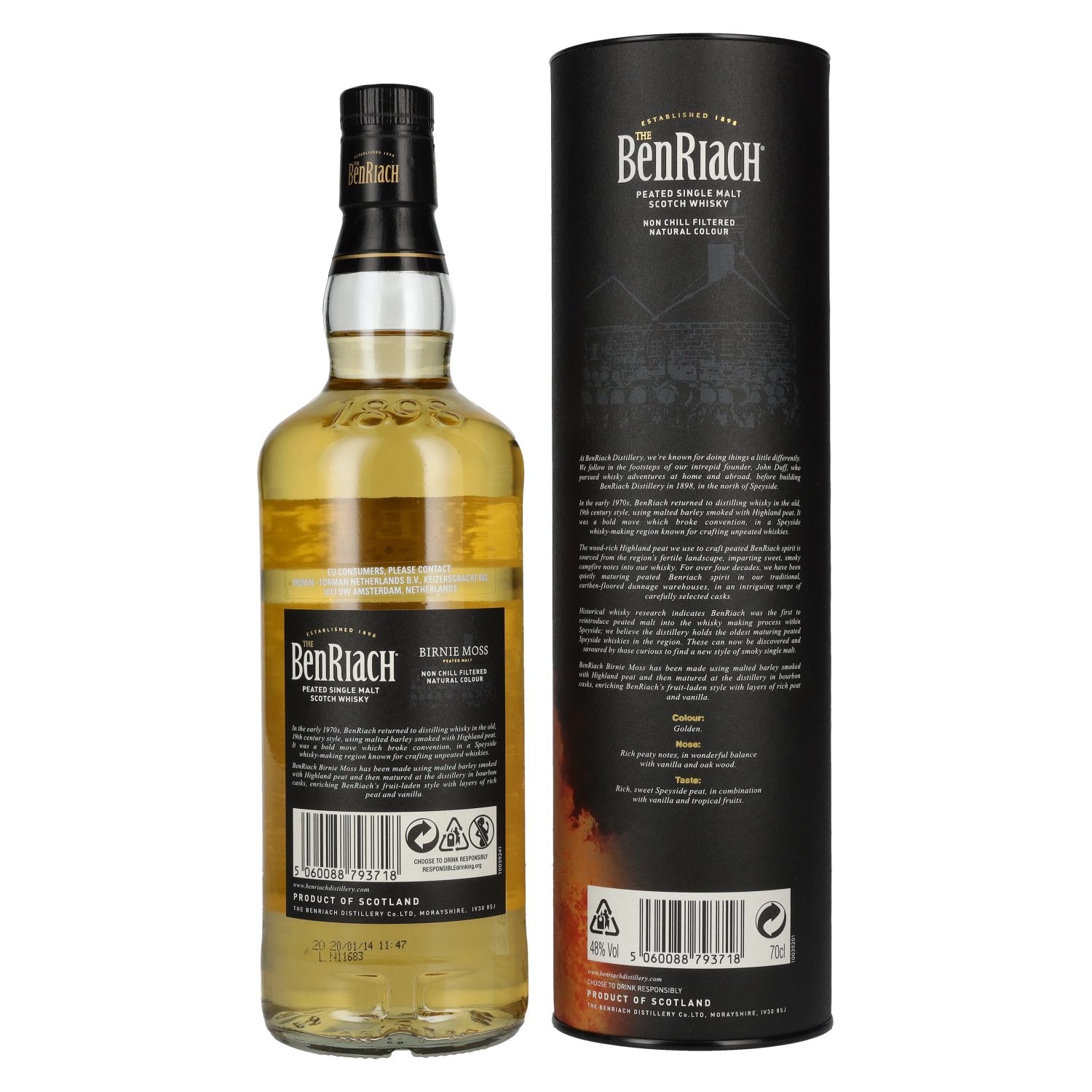 The BenRiach Birnie Moss Peated Malts 48% vol. 0,7l en coffret cadeau