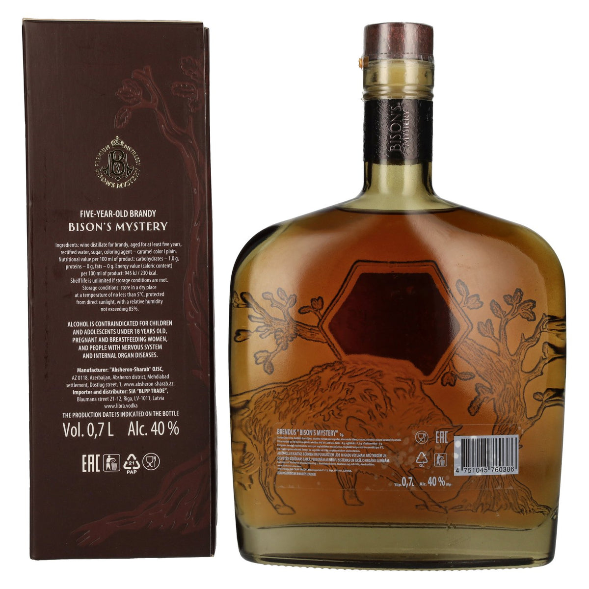 Bison's Mystery Brandy 40% Vol. 0,7l in gift box