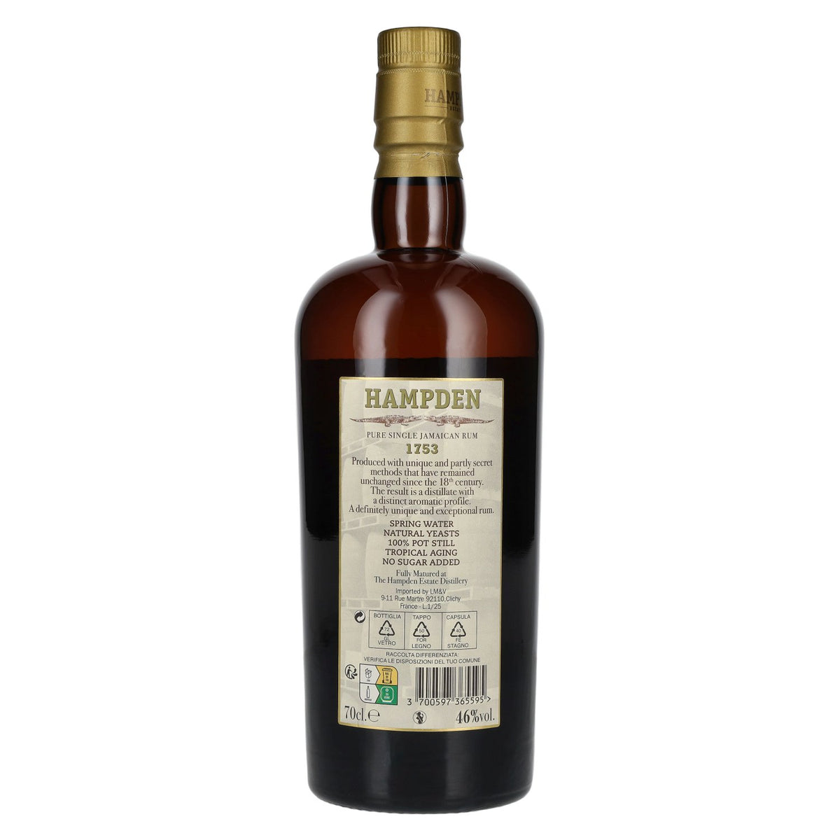Hampden Estate Rum 1753, rhum pur jamaïcain de 3 ans d'âge, 46 % vol., 0,7 l